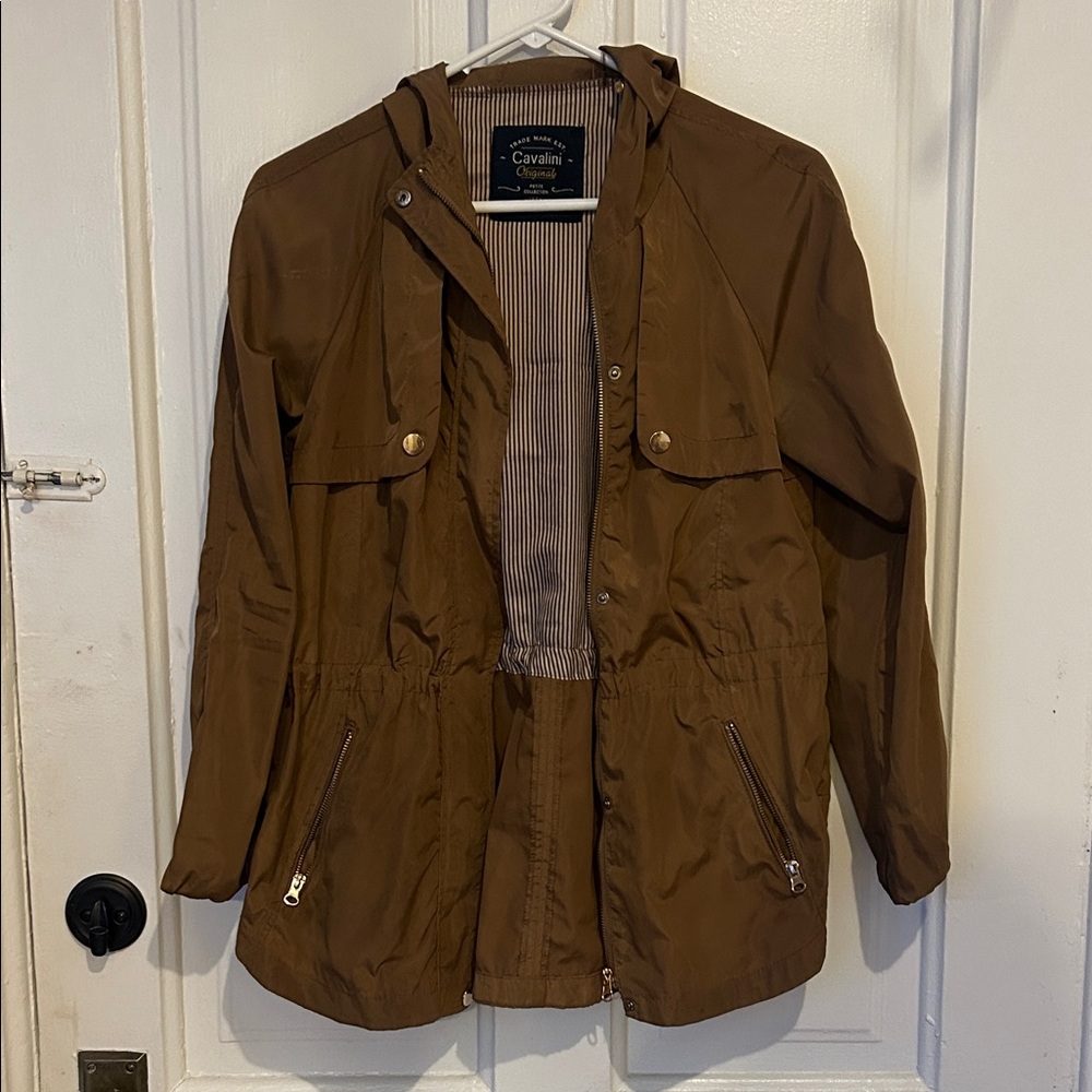 Like New Cavalini Golden Brown Rain Jacket with Gold Hardware